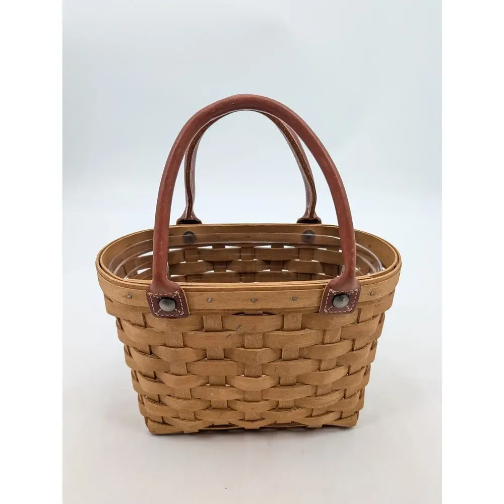 Longaberger Small Boardwalk Basket Purse Signed 2003 AM With Plastic Protector